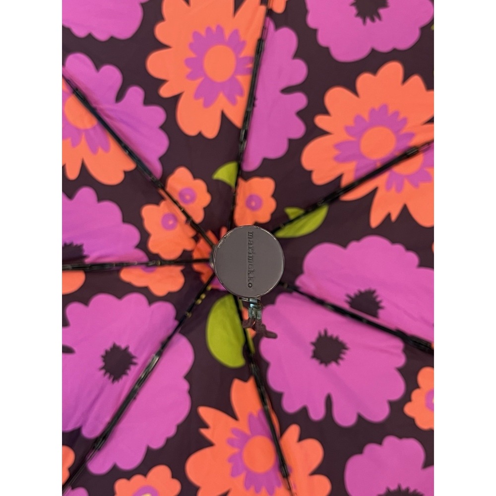Umbrella Marimekko Kukkatori by Maija Isola Floral Green Pink Yellow Orange - Picture 12 of 16